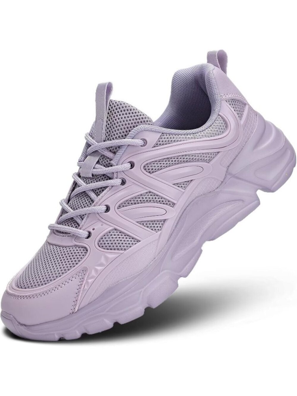 Women's Purple Ladies Walking Comfor Breathable Soft Sole Tennis Sneaker Shoes